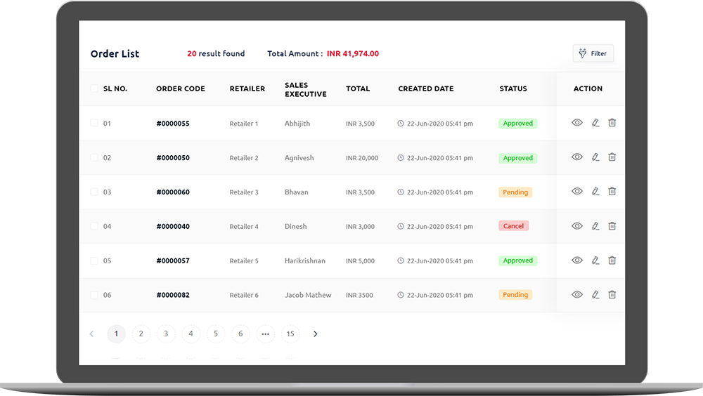 order list dash board